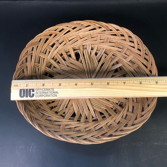 vintage loose weave rattan wicker basket oval shape shallow wall collage gallery - Picture 3 of 6